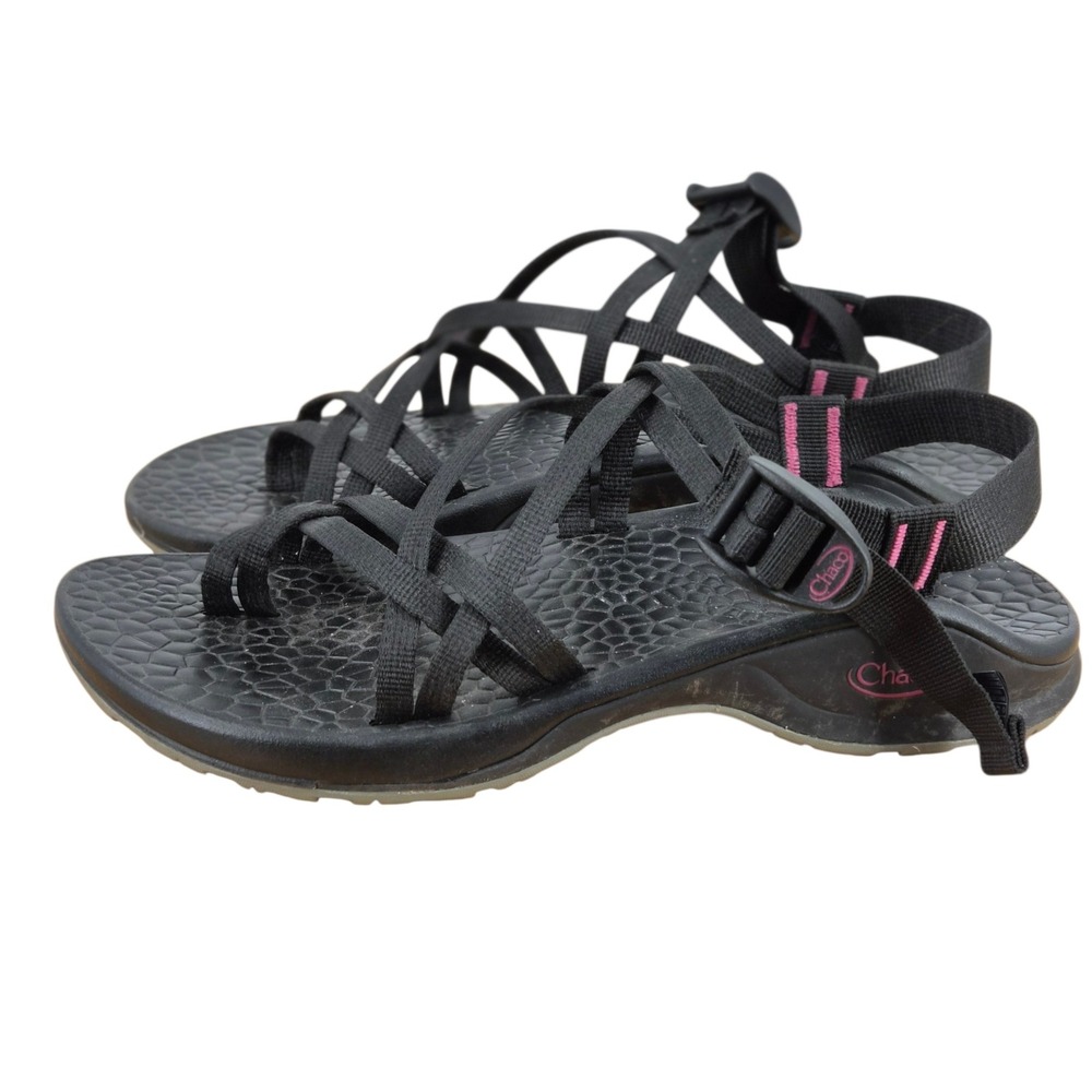 Chaco ZX2 Classic Black Strappy Athletic Sandals Women Size 9 Toe Loop Hiking